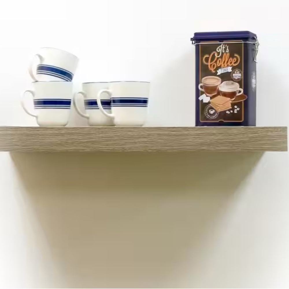 New in box rustic wood floating shelf 24 x 20x 2 hidden bracket rustic wood